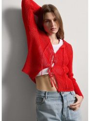 STEFANEL Kardigan w kolorze czerwonym rozmiar: L. Czerwone kardigany Stefanel, l, bez wzorów, ze splotem. Za 252.99 zł.