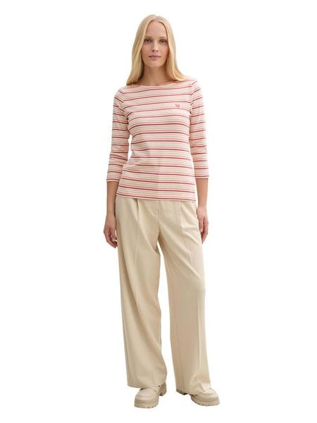 Tom Tailor Koszulka w kolorze jasnoróżowo-beżowo-białym rozmiar: XS. Białe bluzki Tom Tailor, xs, bez wzorów, z bawełny, bez kołnierzyka, bez ramiączek. Za 43.99 zł.