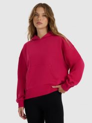 4F Bluza dresowa nierozpinana z kapturem damska - różowa XXL. Czerwone bluzy 4f, uniwersalny, bez wzorów, z bawełny, z kapturem. Za 159.99 zł.