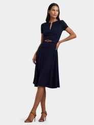 Lauren Ralph Lauren Sukienka codzienna 250909382002 Granatowy Regular Fit. Niebieskie sukienki Lauren Ralph Lauren, na co dzień, bez wzorów, z syntetyku, bez kołnierzyka, bez ramiączek, proste. Za 739.99 zł.