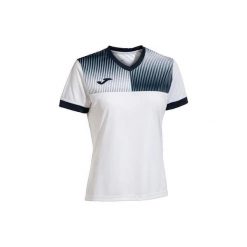Koszulka damska Joma Eco Supernova biało-granatowa S. Białe bluzki Joma, s, bez wzorów, z poliesteru, sportowe, bez kołnierzyka, bez ramiączek. W wyprzedaży za 161.85 zł.