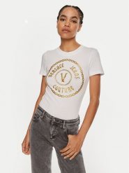 Versace Jeans Couture T-Shirt 77HAHT02 CJ03T Biały Slim Fit. Białe t-shirty Versace Jeans Couture, s, bez wzorów, z bawełny, bez kołnierzyka, bez ramiączek. Za 269.99 zł.