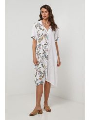 Lin Passion Lniana sukienka w kolorze białym rozmiar: 36/38. Białe sukienki Lin Passion, na co dzień, bez wzorów, ze lnu, klasyczne, bez kołnierzyka, bez ramiączek, midi, proste. Za 173.99 zł.