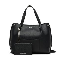 Torebka Armani Exchange. Czarne shopper Armani Exchange, bez wzorów, bez dodatków. Za 729.99 zł.