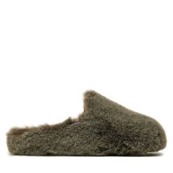 Kapcie Scholl. Zielone obuwie domowe Scholl, bez wzorów, bez zapięcia. Za 249.99 zł.