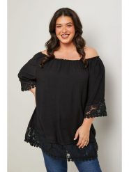 Curvy Lady Bluzka w kolorze czarnym rozmiar: 48/50. Czarne bluzki Curvy Lady, bez wzorów, z koronki, klasyczne, bez kołnierzyka, bez ramiączek. Za 136.95 zł.