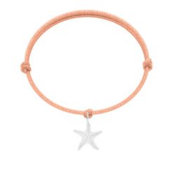 Bransoletka z zawieszką Starfish na pudroworóżowym sznurku. Czerwone bransoletki Lilou, posrebrzane. Za 89.00 zł.
