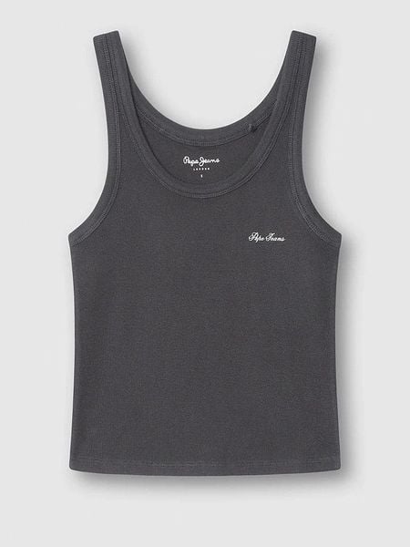 Pepe Jeans Top w kolorze czarnym rozmiar: M. Czarne topy Pepe Jeans, m, bez wzorów, z jeansu, bez kołnierzyka, bez ramiączek. Za 69.91 zł.