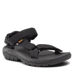 Sandały Teva. Czarne sandały Teva, bez wzorów, sportowe, bez obcasa, bez zapięcia. Za 379.99 zł.