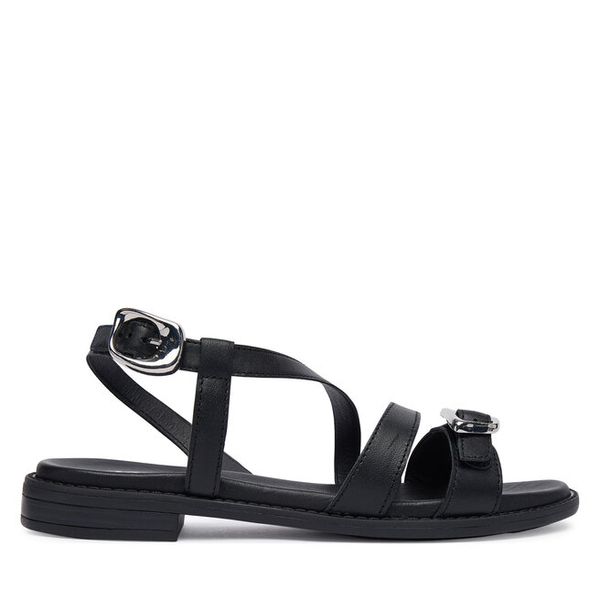 Sandały Tamaris. Czarne sandały Tamaris, bez wzorów, bez obcasa, na płaskiej podeszwie, bez zapięcia. Za 289.99 zł.