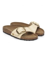 Birkenstock Klapki "Madrid" w kolorze beżowym rozmiar: 35. Brązowe klapki Birkenstock, bez wzorów, z otwartym noskiem, bez obcasa. Za 750.95 zł.