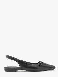 Czarne baleriny slingback. Czarne baleriny Ryłko, bez wzorów, z gumy, bez obcasa, na płaskiej podeszwie. W wyprzedaży za 269.99 zł.