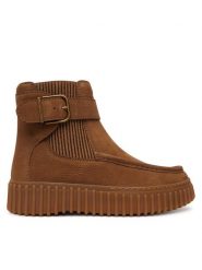 Clarks Botki Torhill Buckle 26327988 Brązowy. Brązowe botki Clarks, bez wzorów, ze skóry, bez obcasa, na płaskiej podeszwie, bez zapięcia. Za 569.99 zł.