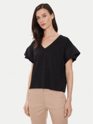 Sisley T-Shirt 3AIRL400M Czarny Regular Fit. Czarne t-shirty Sisley, m, bez wzorów, z bawełny, bez kołnierzyka, bez ramiączek. Za 89.99 zł.