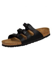 Klapki damskie Birkenstock Florida Birkoflor. Czarne klapki Birkenstock, bez wzorów, z jeansu, bez obcasa. Za 667.00 zł.