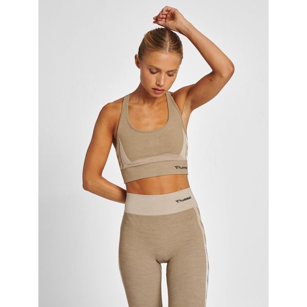 Stanik fitness cardio Hummel hmlClea. Brązowe bielizna sportowa Hummel, bez wzorów, bez ramiączek, na fitness i siłownię. Za 205.00 zł.