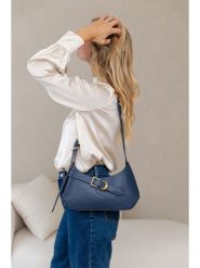 Lia Biassoni Skórzana torebka w kolorze granatowym - 32 x 19 x 6 cm rozmiar: onesize. Niebieskie torby na ramię Lia Biassoni, bez wzorów, z materiału, na ramię, bez dodatków. Za 304.99 zł.