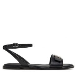 Sandały Calvin Klein. Czarne sandały Calvin Klein, bez wzorów, bez obcasa, na płaskiej podeszwie, bez zapięcia. Za 369.99 zł.