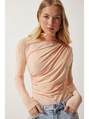 Happiness Istanbul Bluzka w kolorze beżowym rozmiar: 36. Brązowe bluzki Happiness Istanbul, bez wzorów, bez kołnierzyka, bez ramiączek. Za 39.31 zł.