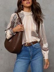 LA Angels Bluzka w kolorze biało-brązowym rozmiar: L. Białe bluzki LA Angels, l, bez wzorów, bez kołnierzyka, bez ramiączek. Za 143.56 zł.