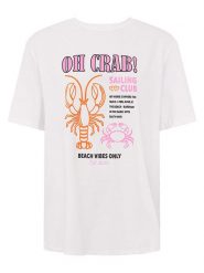Zwillingsherz Koszulka "Oh Crab" w kolorze białym rozmiar: M. Białe bluzki Zwillingsherz, m, bez wzorów, bez kołnierzyka, bez ramiączek. Za 113.90 zł.