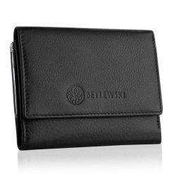 Portfel damski BETLEWSKI BPD-SS-14 CZARNY. Czarne portfele Betlewski, bez wzorów, ze skóry. Za 129.99 zł.