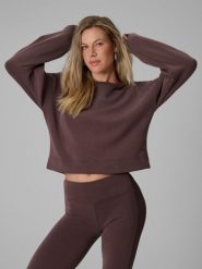 4F Bluza dresowa regular z modalem damska - brązowa S. Brązowe bluzy 4f, s, bez wzorów, z dresówki, bez kaptura. Za 169.99 zł.