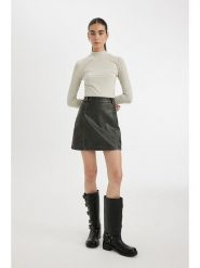 DeFacto Spódnica w kolorze antracytowym ze skóry syntetycznej rozmiar: 36. Czarne spódnice DeFacto, na co dzień, bez wzorów, ze skóry, mini, proste. Za 121.99 zł.