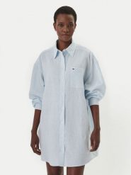Tommy Jeans Sukienka koszulowa DW0DW22344 Błękitny Relaxed Fit. Niebieskie sukienki Tommy Jeans, l, bez wzorów, z jeansu, bez kołnierzyka, bez ramiączek, koszulowe. Za 449.99 zł.