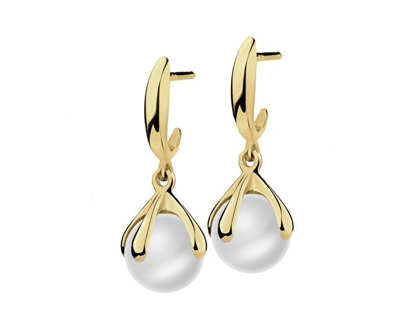 Złote kolczyki z perłami. Żółte kolczyki Apart, złote. Za 1,419.00 zł.