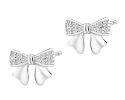 Kolczyki srebrne z cyrkoniami - kokardki. Szare kolczyki Apart, z cyrkonią, srebrne. Za 99.00 zł.