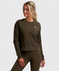 Bluza sportowa damska ekologiczna. Zielone bluzy NORDICDOTS, l, bez wzorów, z bawełny, bez kaptura. Za 275.00 zł.
