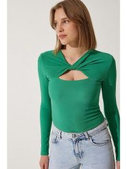 Happiness Istanbul Koszulka w kolorze zielonym rozmiar: 36. Zielone bluzki Happiness Istanbul, bez wzorów, bez kołnierzyka, bez ramiączek. Za 56.99 zł.