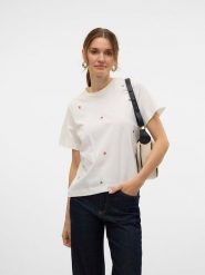Vero Moda Koszulka w kolorze białym rozmiar: S. Białe bluzki Vero Moda, s, bez wzorów, z bawełny, bez kołnierzyka, bez ramiączek. Za 79.59 zł.