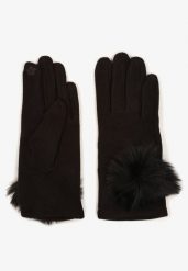Czarne Rękawiczki z Bawełną i Ozdobnym Pomponem Sadelira. Czarne rękawiczki Born2be, bez wzorów, z bawełny, eleganckie. Za 34.99 zł.