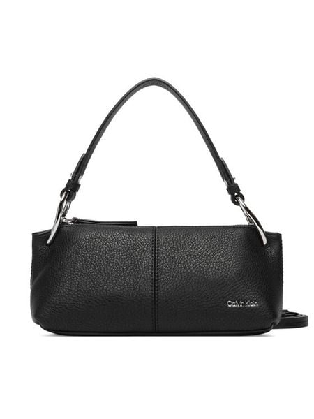 Calvin Klein Torebka Slouchy Leather Small Conv Bag LV04F3659G Czarny. Czarne torebki klasyczne Calvin Klein, bez wzorów, ze skóry, bez dodatków. Za 674.99 zł.