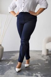 Granatowe spodnie Alex PLUS SIZE XXL. Spodnie sportowe Nasi partnerzy, plus size, bez wzorów, z elastanu. Za 199.90 zł.