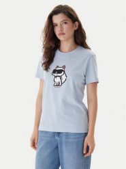 KARL LAGERFELD T-Shirt A1W17128 Błękitny Regular Fit. Niebieskie t-shirty KARL LAGERFELD, l, bez wzorów, z bawełny, bez kołnierzyka, bez ramiączek. Za 389.99 zł.