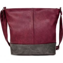 Torba shopper dwukolorowa medium bonprix jeżynowy. Czerwone shopper bonprix, bez wzorów, bez dodatków. Za 99.99 zł.