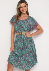 Zielona Wiskozowa Sukienka Rozkloszowana we Wzór Paisley Mastis. Zielone sukienki Born2be, na imprezę, uniwersalny, bez wzorów, z wiskozy, eleganckie, bez kołnierzyka, bez ramiączek, midi, rozkloszowane. Za 64.99 zł.