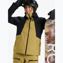 Kurtka snowboardowa damska ROXY Wild Twist. Czarne kurtki narciarskie Roxy, l, bez wzorów, z poliamidu, bez kaptura, snowboardowy, primaloft. Za 1,450.80 zł.
