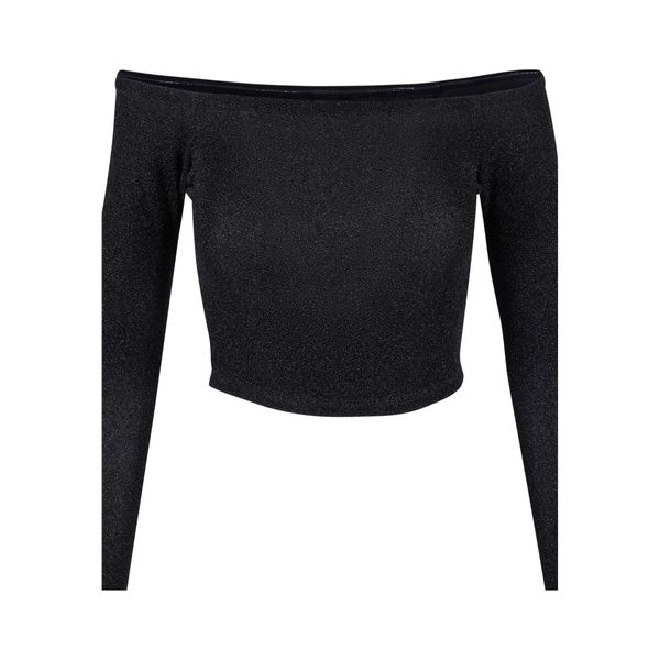 Damska Brokatowa Bluzka Na Ramiączkach Z Długim Rękawem. Czarne bluzki Urban Classics, xl, bez wzorów, sportowe, bez kołnierzyka, bez ramiączek. Za 95.99 zł.