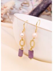 L'Atelier de Gaia Pozłacane kolczyki z perłami i ametystami rozmiar: onesize. Białe kolczyki L'Atelier de Gaia, z ametystem, pozłacane, z zapięciem typu bigiel. Za 43.99 zł.