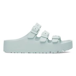 Klapki damskie Birkenstock Florida III Flex Platform EVA Surf Green. Zielone klapki Birkenstock, bez wzorów, z materiału, bez obcasa, na platformie. Za 239.99 zł.