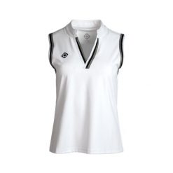 Lekka, oddychająca i szybkoschnąca techniczna koszulka polo PRATO. Białe bluzki Izas, m, bez wzorów, z nylonu, sportowe, bez kołnierzyka, bez ramiączek. Za 195.61 zł.