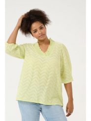 KAFFE curve Bluzka w kolorze żółtym rozmiar: 44. Żółte bluzki KAFFE curve, bez wzorów, z bawełny, bez kołnierzyka, bez ramiączek. Za 78.99 zł.