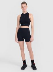 4F Legginsy krótkie bezszwowe treningowe damskie - czarne XS/S. Czarne legginsy sportowe 4f, s, bez wzorów, z dzianiny, z podwyższonym stanem, na fitness i siłownię. W wyprzedaży za 59.99 zł.