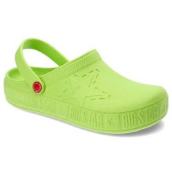 Zielone Klapki Big Star Wodoodporne Buty Damskie. Zielone klapki Big Star, z aplikacjami, ze skóry, bez obcasa. Za 59.00 zł.