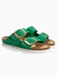 BACKSUN Skórzane klapki "Londrina" w kolorze zielonym rozmiar: 36. Zielone klapki Backsun, bez wzorów, ze skóry, z otwartym noskiem, bez obcasa. Za 130.99 zł.