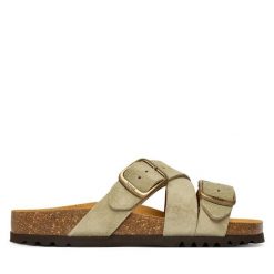 Klapki Scholl. Zielone klapki Scholl, bez wzorów, bez obcasa. Za 379.99 zł.